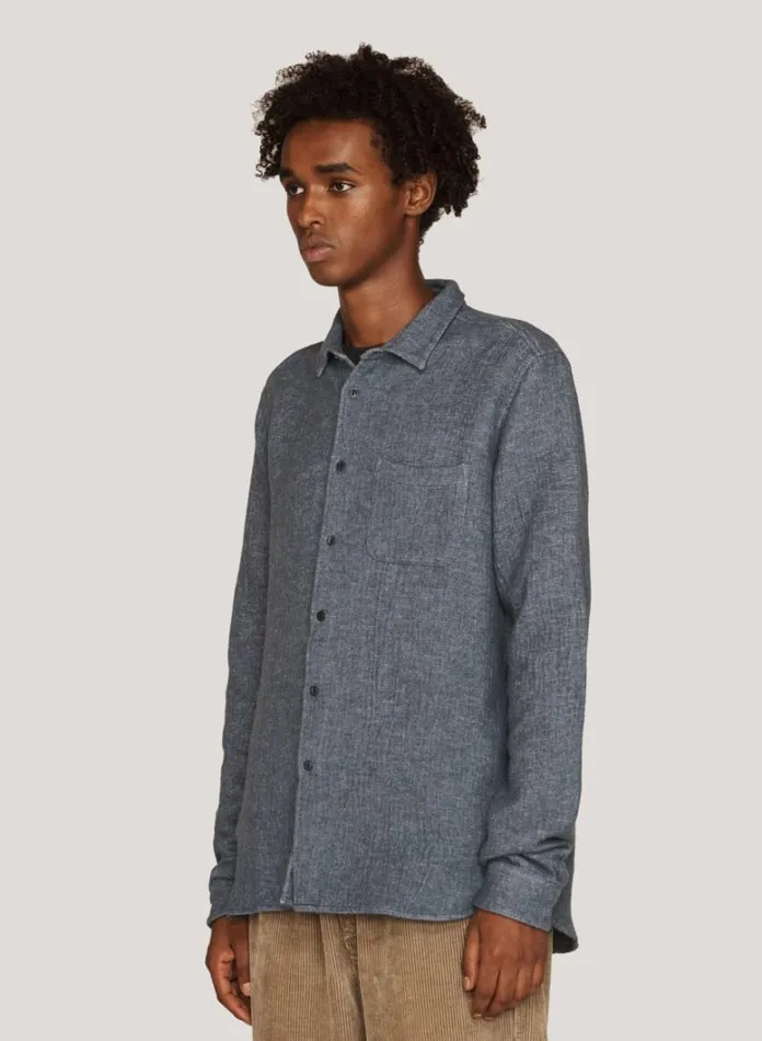 Mens Shirts YMC Curtis Brushed Shirt Blue