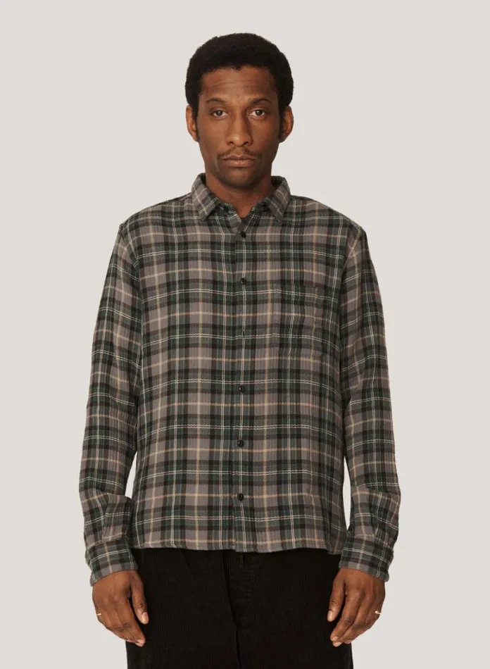 Mens Shirts YMC Curtis Check Shirt Green Multi