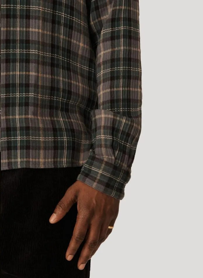 Mens Shirts YMC Curtis Check Shirt Green Multi