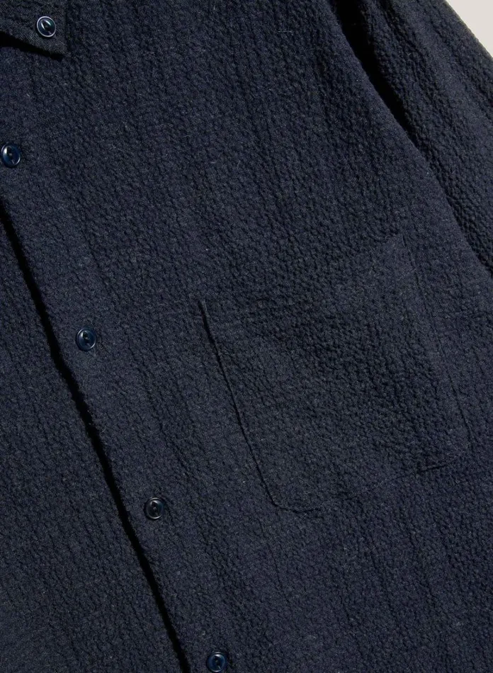 Mens Shirts YMC Dean Seersucker Shirt Navy