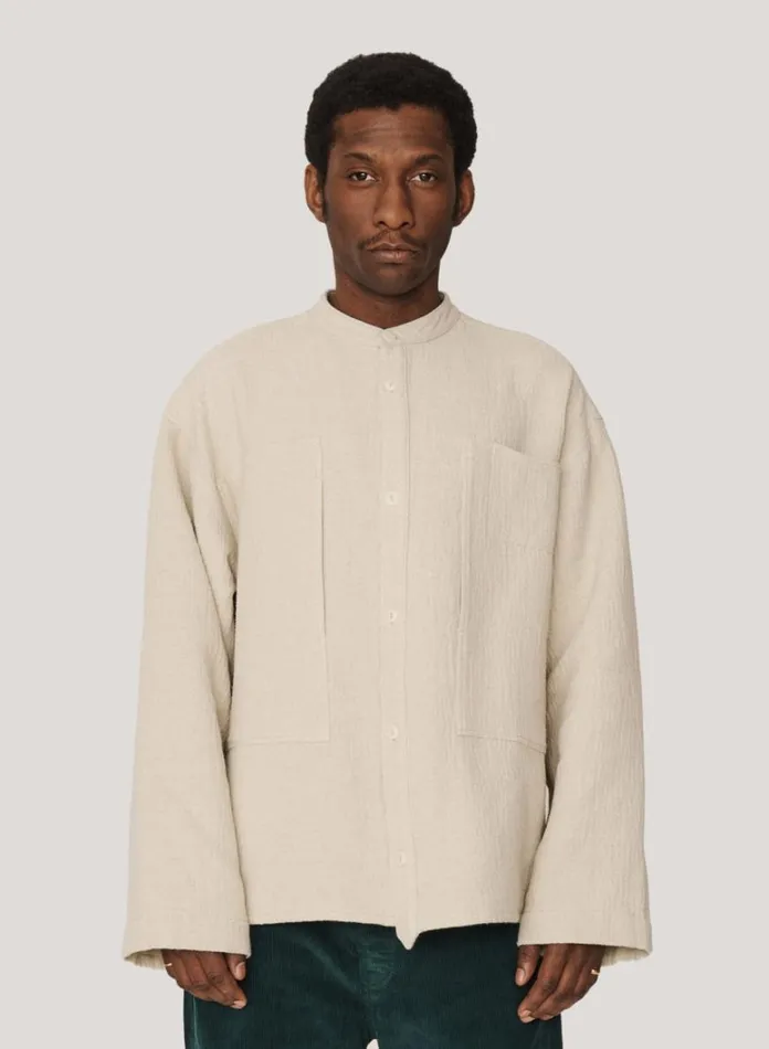Mens Shirts YMC Hawkeye Brushed Overshirt Ecru