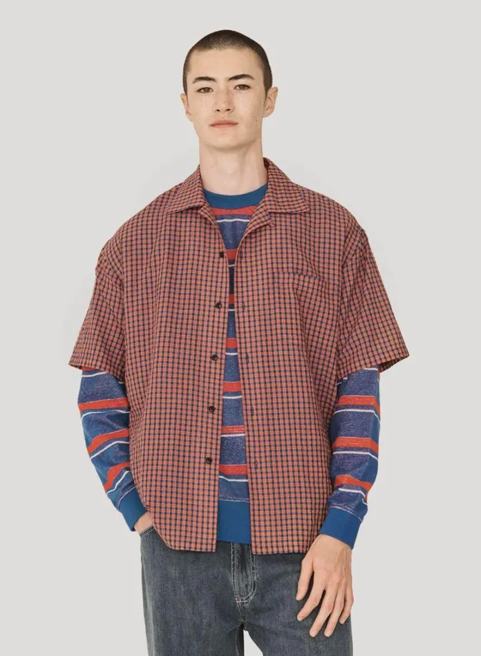 Mens Shirts YMC Idris Shirt Red Multi