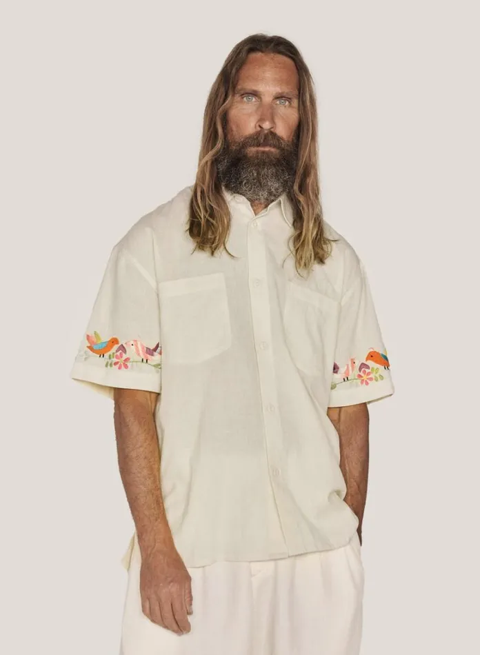 Mens Shirts YMC Mitchum Shirt Ecru