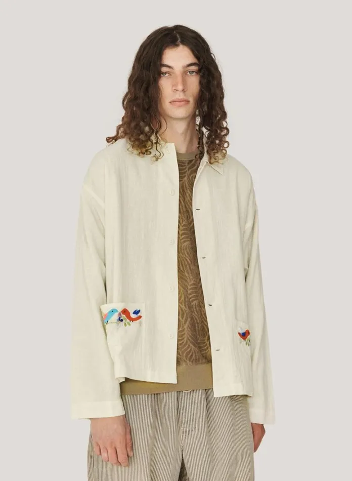 Mens Shirts YMC PJ Shirt Ecru