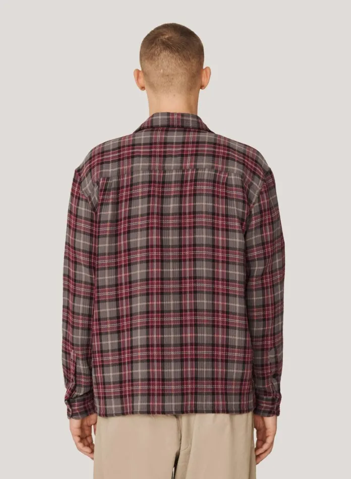 Mens Shirts YMC Wray Check Shirt Burgundy Multi