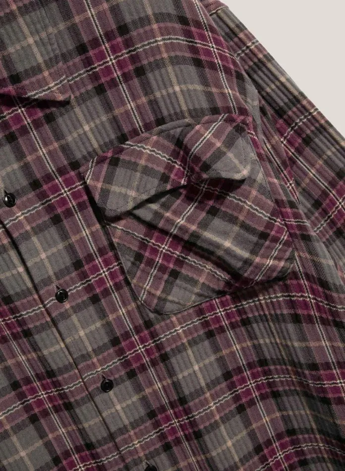 Mens Shirts YMC Wray Check Shirt Burgundy Multi