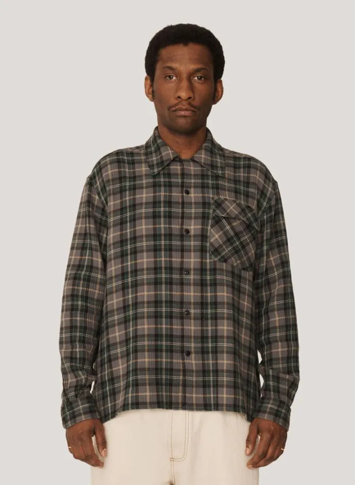 Mens Shirts YMC Wray Check Shirt Green Multi