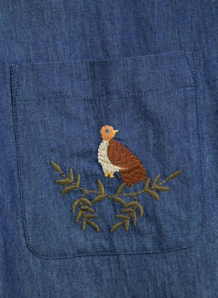 Mens Shirts YMC Wray Embroidered Denim Shirt Indigo