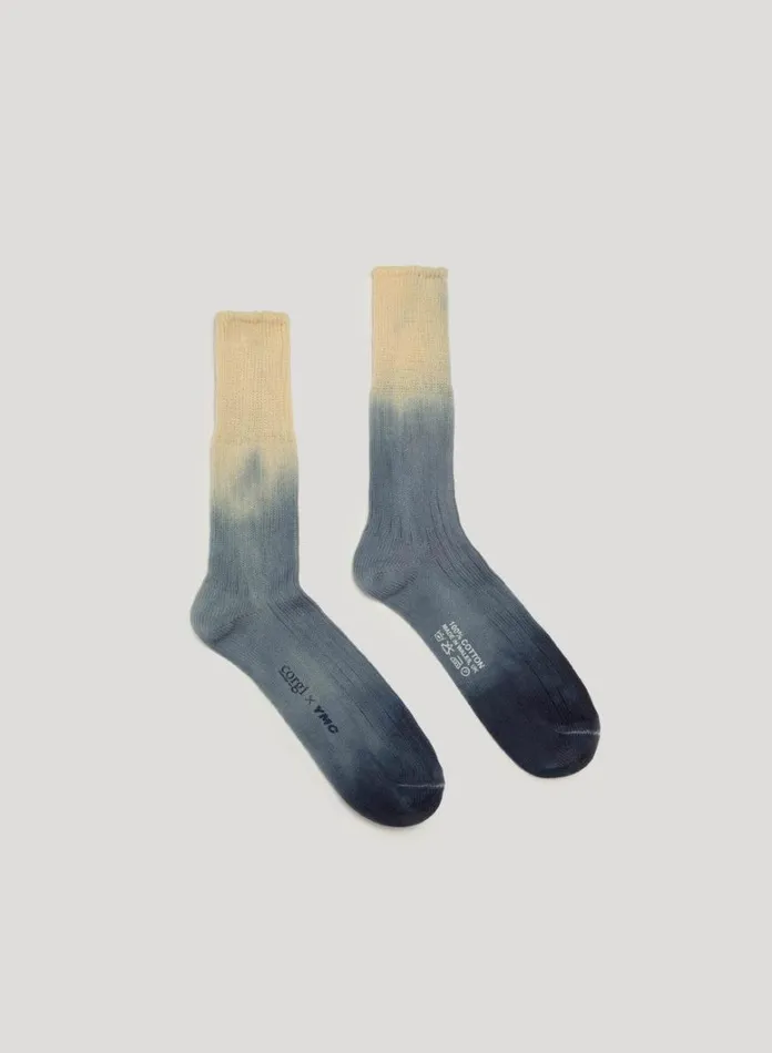 Mens Socks YMC Dip Dye Sock Blue