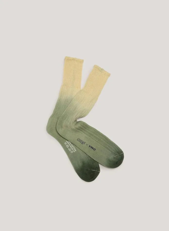 Mens Socks YMC Dip Dye Sock Green