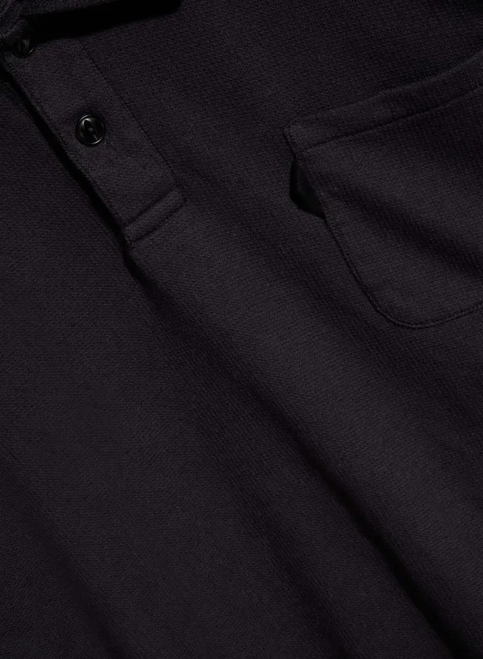 Mens Sweatshirts YMC Ivy Long Sleeve Polo Black