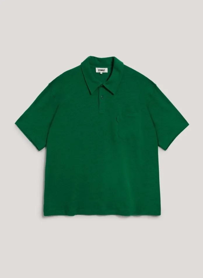 Mens TShirts YMC Ivy Polo T Shirt Green