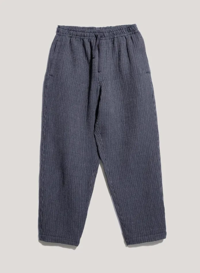 Mens Trousers YMC Alva Textured Stripe Skate Trouser Blue