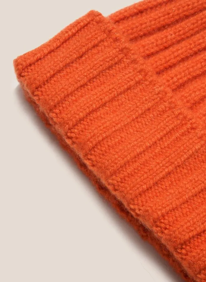 MensWomens Hats YMC Cableami Cashmere Beanie Hat Orange