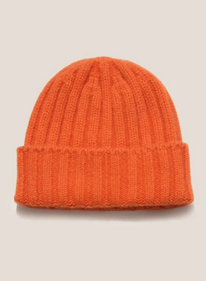 MensWomens Hats YMC Cableami Cashmere Beanie Hat Orange