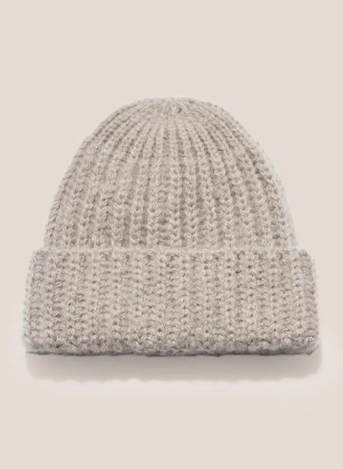 MensWomens Hats YMC Cableami Mohair Beanie Beige