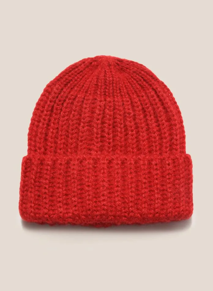 MensWomens Hats YMC Cableami Mohair Beanie Hat Red