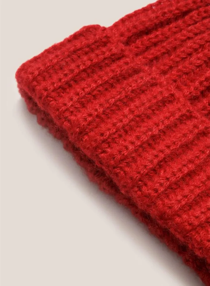 MensWomens Hats YMC Cableami Mohair Beanie Hat Red