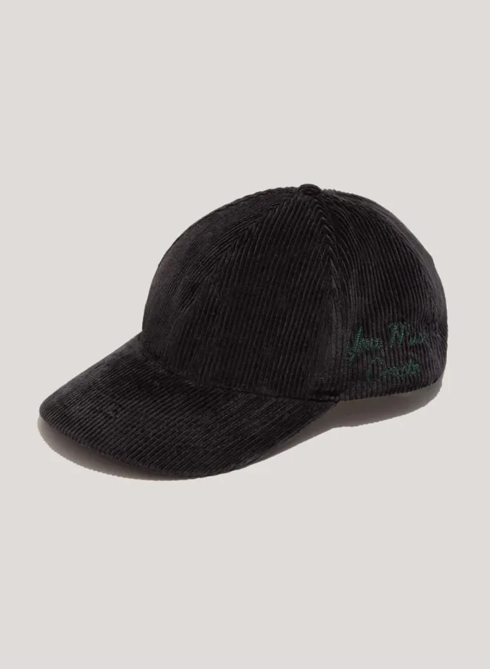 MensWomens Hats YMC Embroidered Corduroy Baseball Cap Black