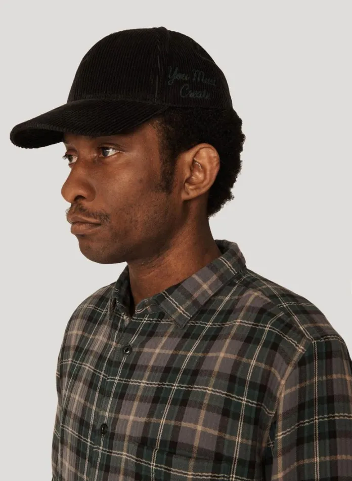 MensWomens Hats YMC Embroidered Corduroy Baseball Cap Black