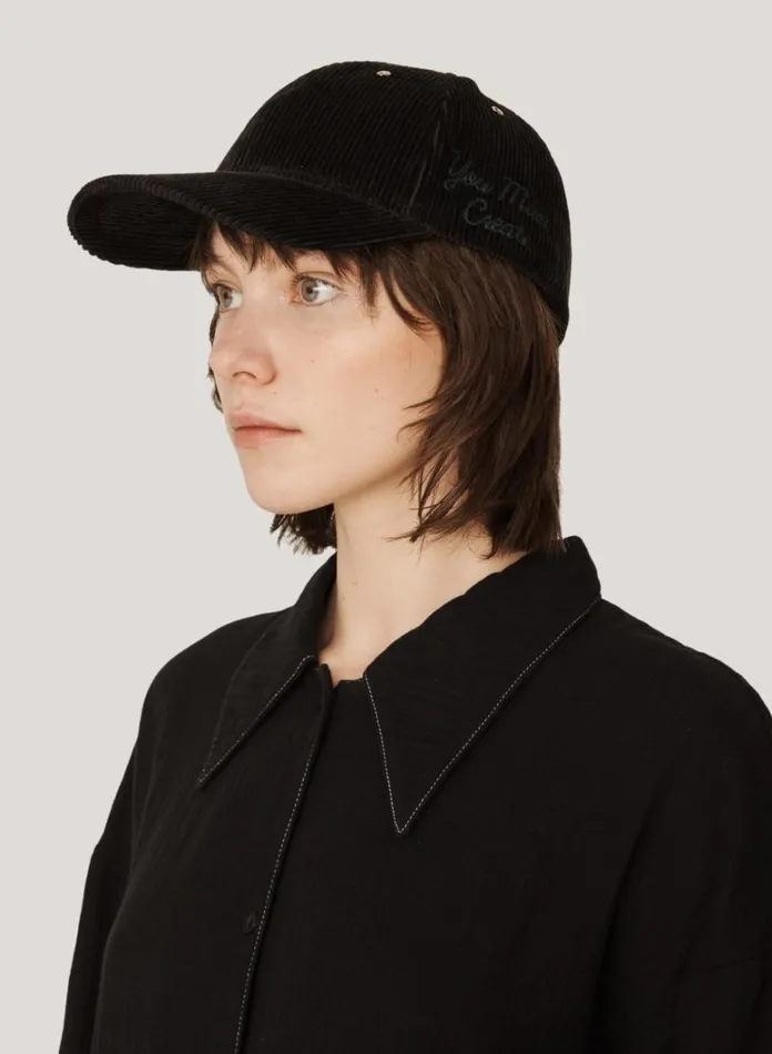 MensWomens Hats YMC Embroidered Corduroy Baseball Cap Black