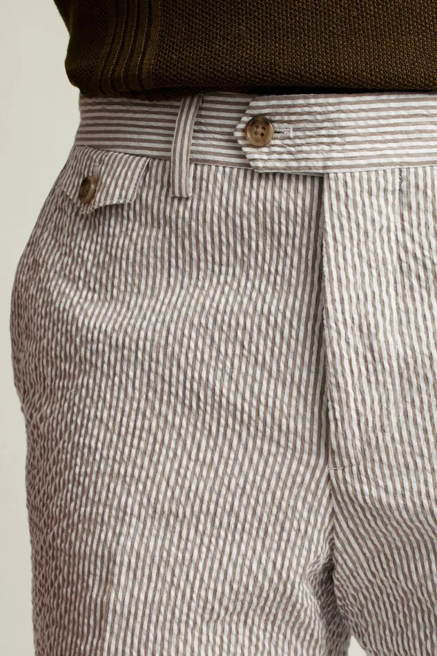 Men Seasonal Pants Bonobos Jetsetter Italian Seersucker Dress Pant Khaki And White Stripe