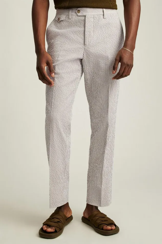 Men Seasonal Pants Bonobos Jetsetter Italian Seersucker Dress Pant Khaki And White Stripe