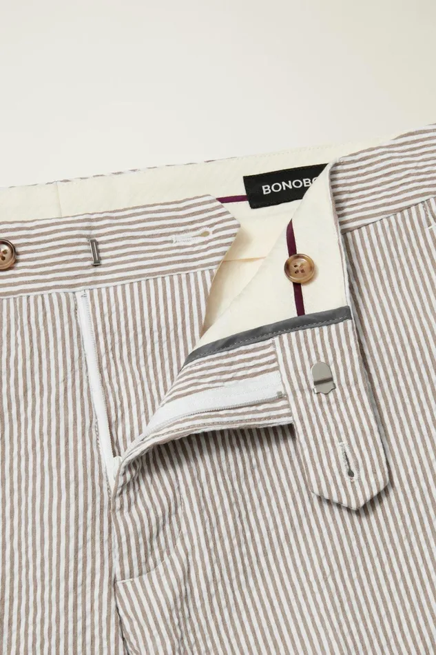 Men Seasonal Pants Bonobos Jetsetter Italian Seersucker Dress Pant Khaki And White Stripe
