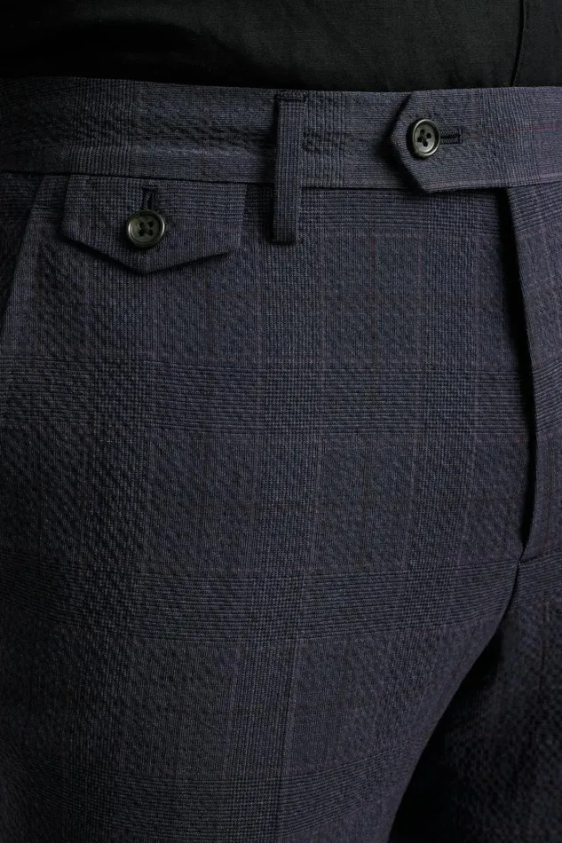 Men Seasonal Pants Bonobos Jetsetter Italian Seersucker Dress Pant Navy Purple Glen Plaid