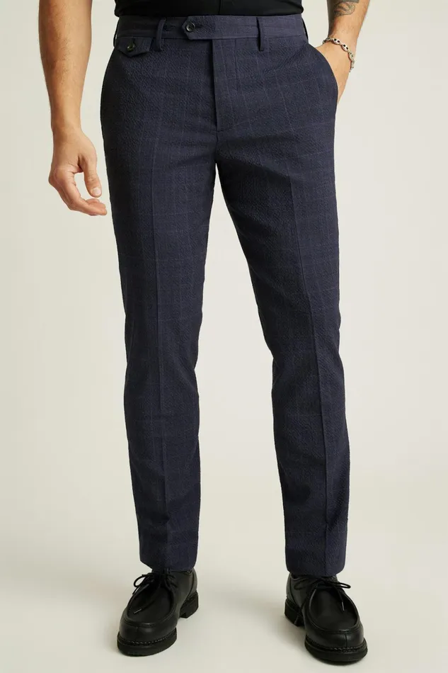 Men Seasonal Pants Bonobos Jetsetter Italian Seersucker Dress Pant Navy Purple Glen Plaid