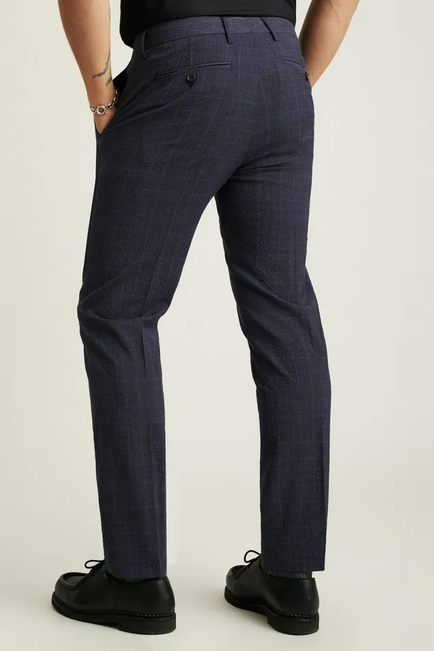 Men Seasonal Pants Bonobos Jetsetter Italian Seersucker Dress Pant Navy Purple Glen Plaid