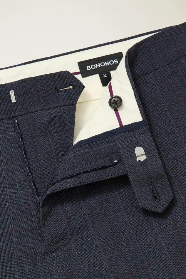 Men Seasonal Pants Bonobos Jetsetter Italian Seersucker Dress Pant Navy Purple Glen Plaid