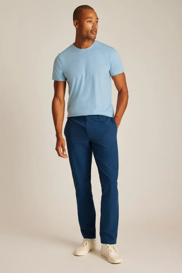 Men Seasonal Pants Bonobos Lightweight Chino Navy Houndstooth Check Yarn Dye