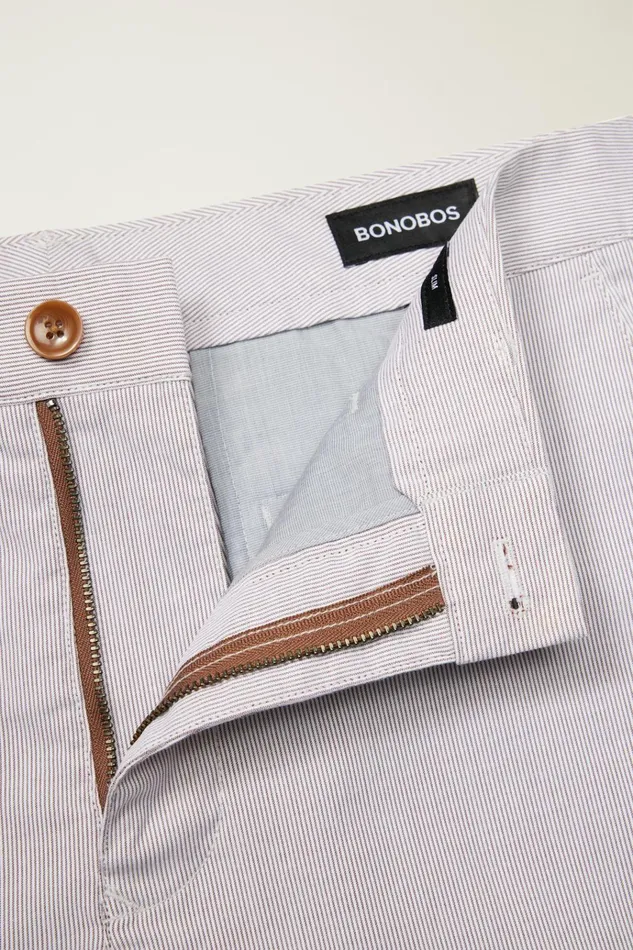 Men Seasonal Pants Bonobos Lightweight Chino Tan White Stripe