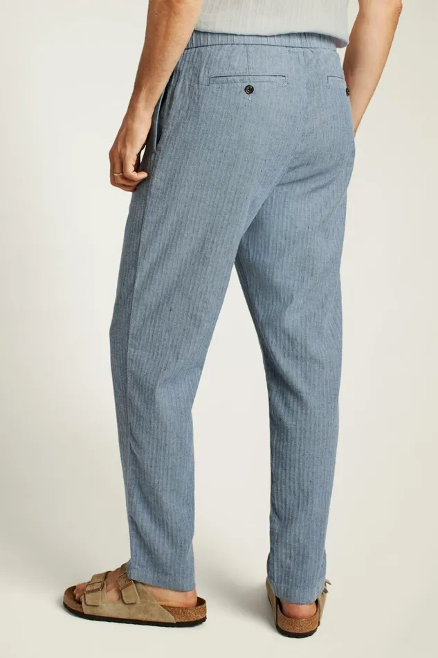 Men Seasonal Pants Bonobos Linen Blend Boardwalk Pant Sea Blue Stripe