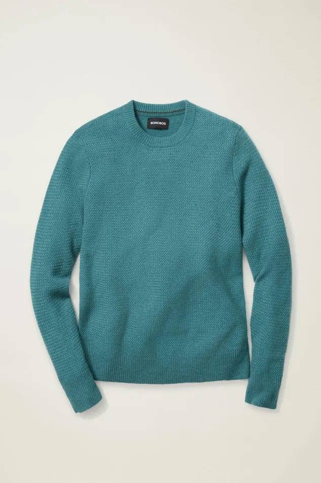 Men Seasonal Sweaters Bonobos Cashmere Crew Neck Sweater Aqua
