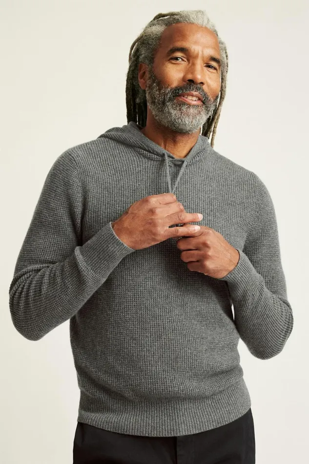 Men Seasonal Sweaters Bonobos Cashmere Hoodie Grey