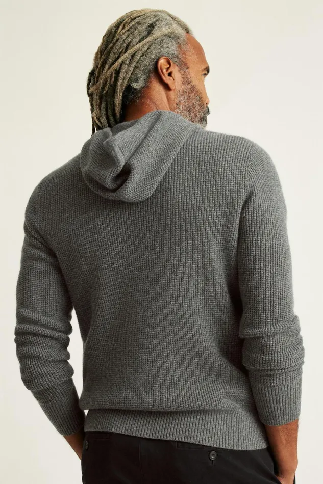 Men Seasonal Sweaters Bonobos Cashmere Hoodie Grey