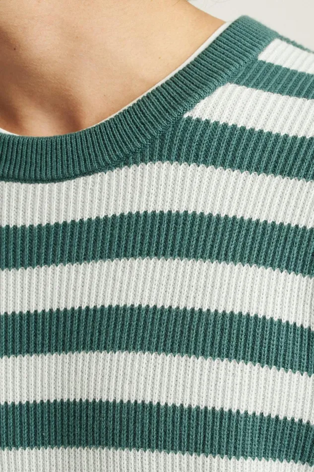 Men Seasonal Sweaters Bonobos Cotton Cashmere Crew Neck Sweater Coastal Pine Stripe