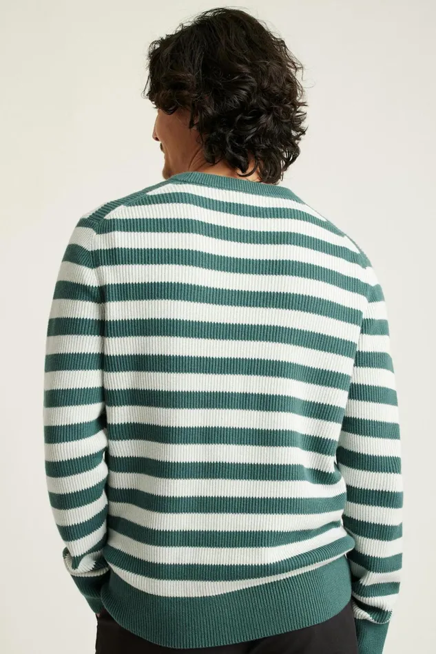 Men Seasonal Sweaters Bonobos Cotton Cashmere Crew Neck Sweater Coastal Pine Stripe