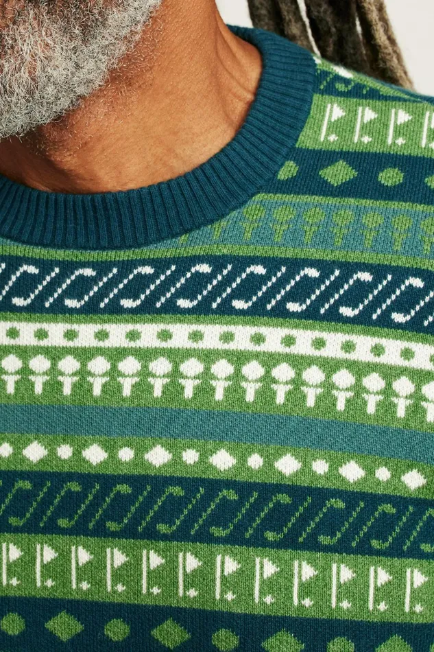 Men Seasonal Sweaters Bonobos Cotton Cashmere Golf Sweater Green Fair Isle