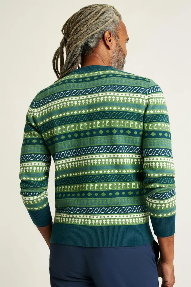 Men Seasonal Sweaters Bonobos Cotton Cashmere Golf Sweater Green Fair Isle