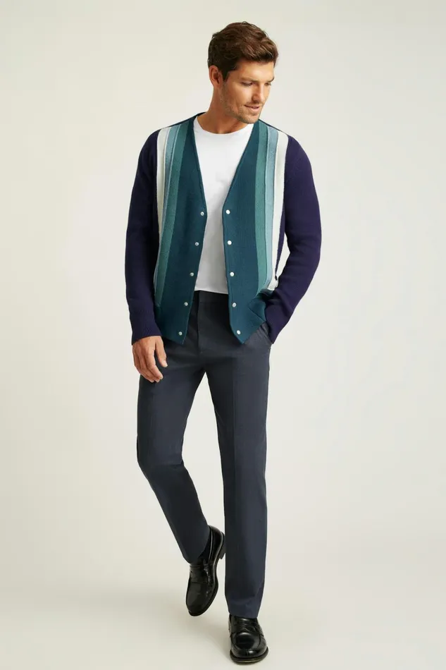 Men Seasonal Sweaters Bonobos Cotton Cashmere Retro Cardigan Coastal Blue