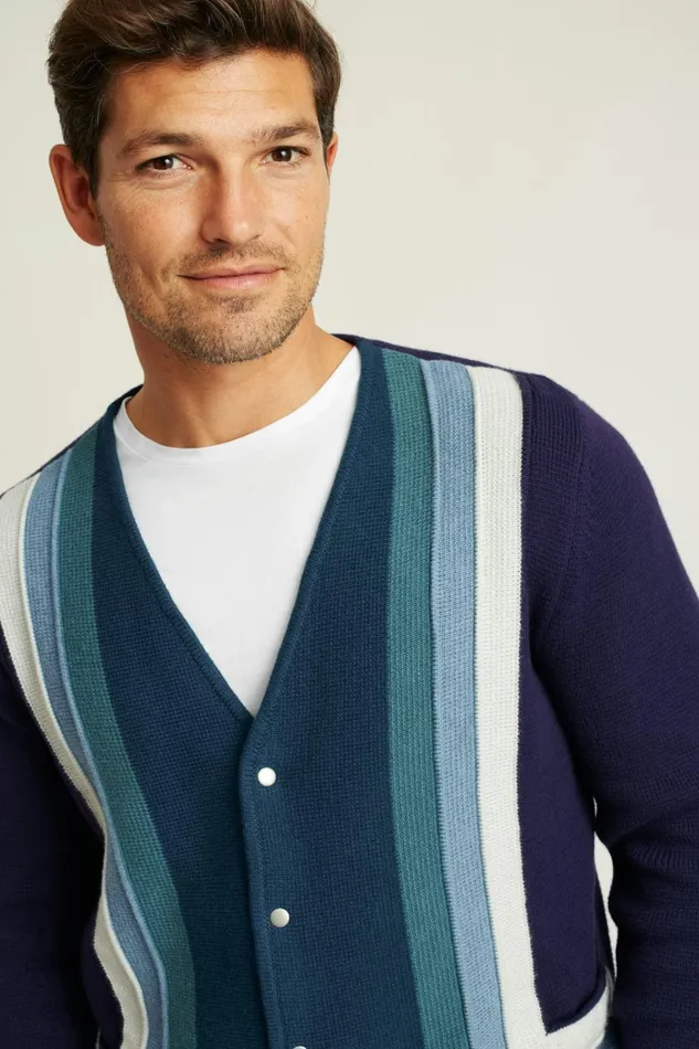 Men Seasonal Sweaters Bonobos Cotton Cashmere Retro Cardigan Coastal Blue