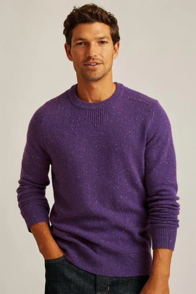 Men Seasonal Sweaters Bonobos Donegal Crew Neck Sweater Electric Purple