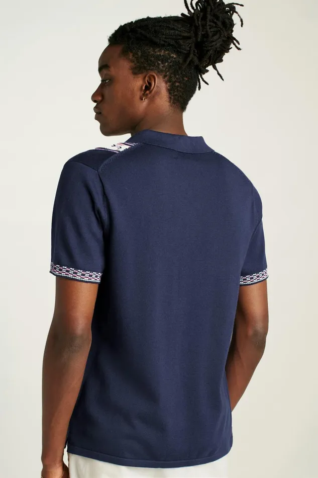 Men Seasonal Sweaters Bonobos Hudson Cabana Sweater Polo Navy Cotton Bowling Stripe