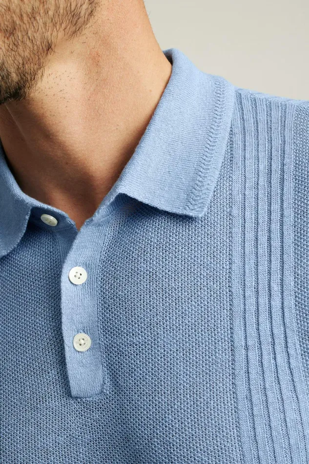 Men Seasonal Sweaters Bonobos Hudson Italian Sweater Polo Light Blue Linen