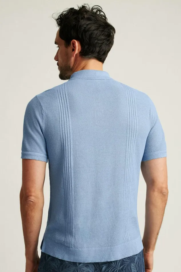 Men Seasonal Sweaters Bonobos Hudson Italian Sweater Polo Light Blue Linen