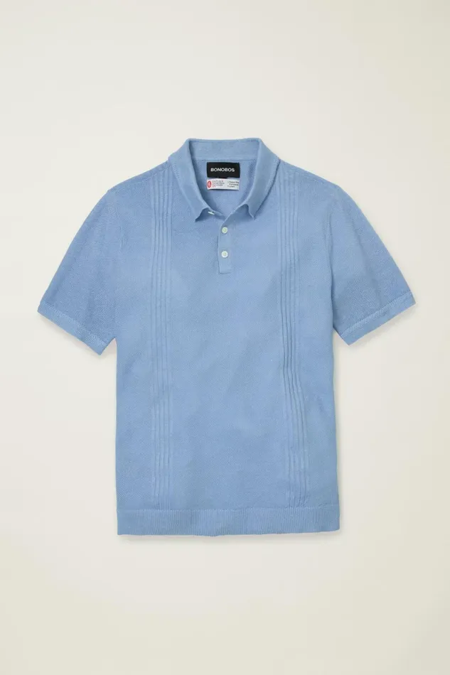 Men Seasonal Sweaters Bonobos Hudson Italian Sweater Polo Light Blue Linen