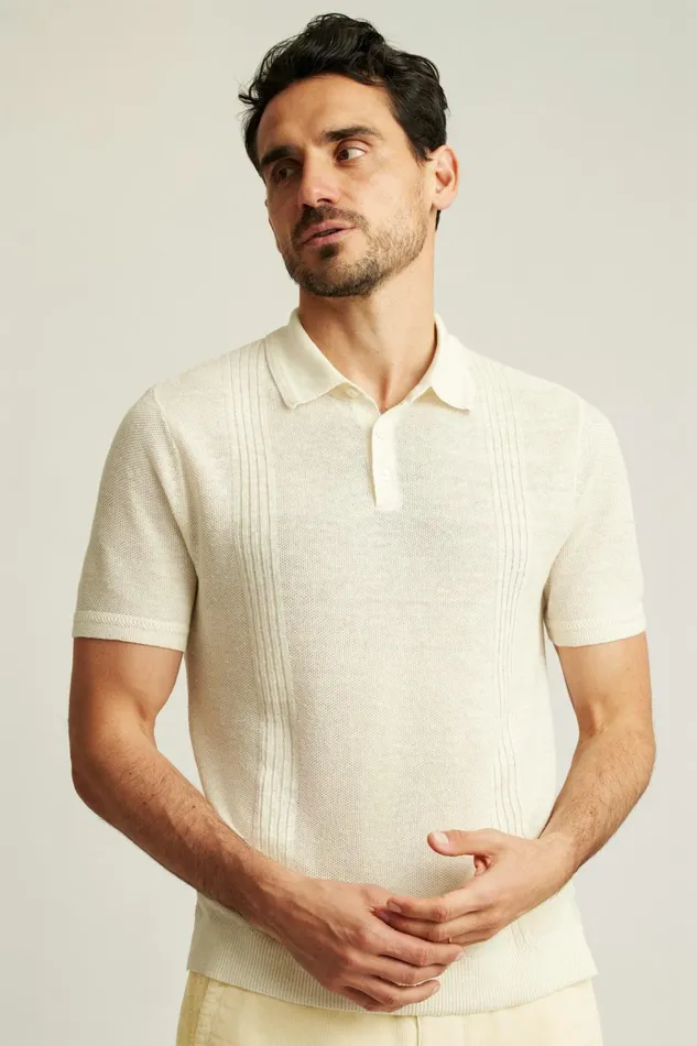Men Seasonal Sweaters Bonobos Hudson Italian Sweater Polo White Linen